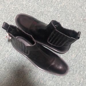 Zara black faux leather booties, size 11